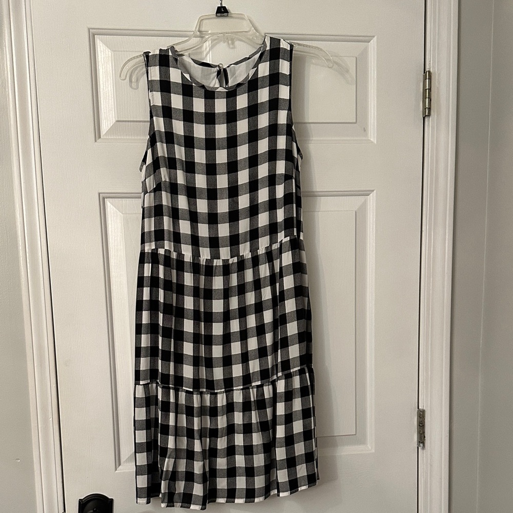 Black and White Checkered Sleeveless Dress